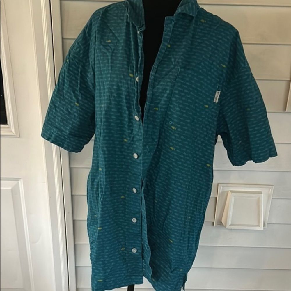 Columbia PFG fishing Teal Short Sleeve Shirt   E